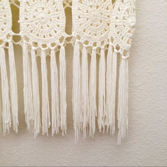 Boho Crochet Knit Cream Festival Tank Fringe Trim, Sexy Cute Hippie - Picture 5 of 8